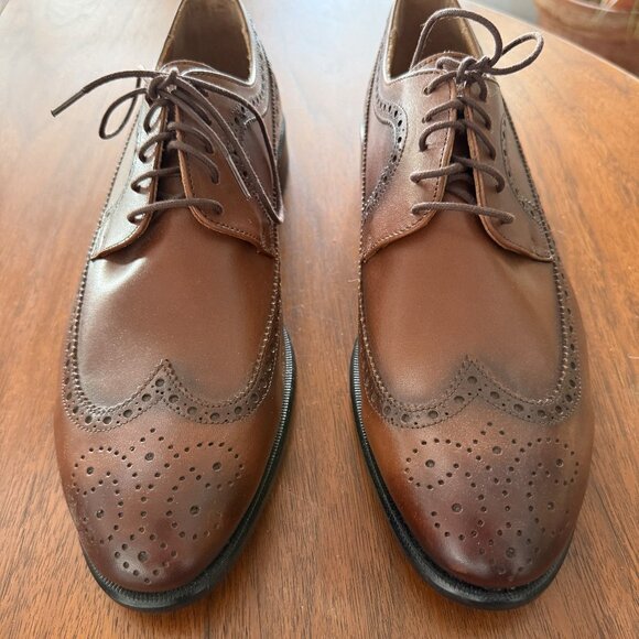 Nettleton Brown Leather Wingtip Brogue Oxfords Men’s Sz9 Dress Shoes Made in USA main image 4